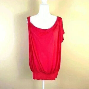 A.N.A. Coral Banded Bottom Braid Strap Scoop Neck Short Sleeve Rayon Top Size 1X